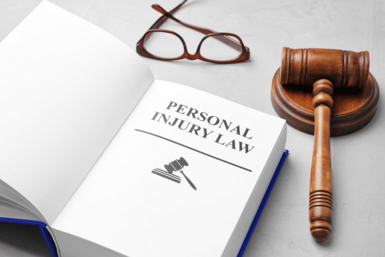 personal injury law book and gavel