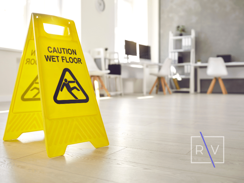 caution wet floor sign in office