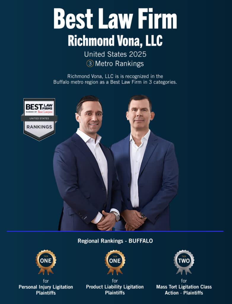 Richmond Vona, LLC is recognized in the Buffalo metro region as a Best Law Firm in 3 categories.